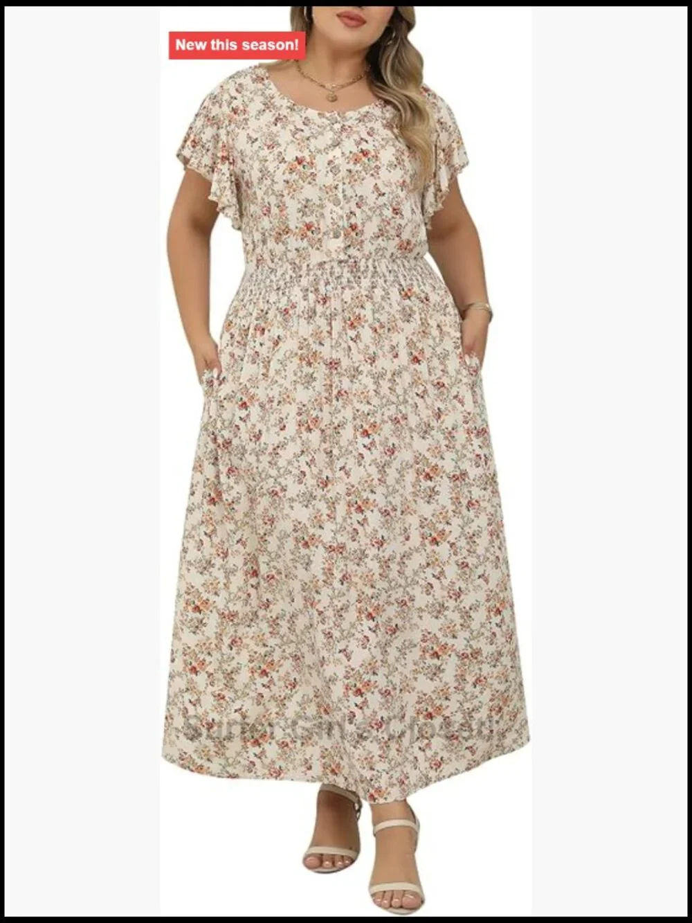 Plus Size Boho Maxi Dress Floral Flared Pocket Casual Summer